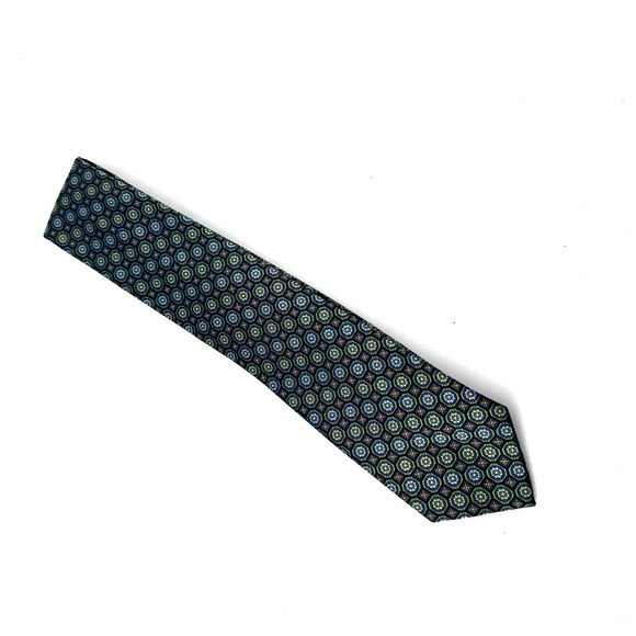 Bruno Piattelli Tie Men Geometric Floral Geometric Vintage 100% Silk USA Necktie - Picture 2 of 9